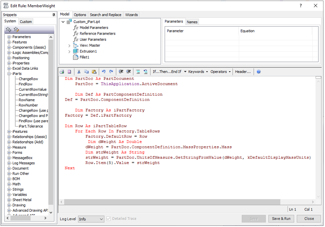 Inventor - Weight of iPart Members - iLogic Code – ARKANCE UK Community